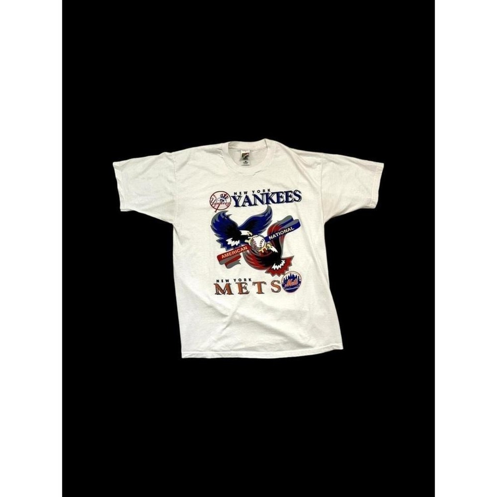90's Mets Vs Yankees Inter-League Series T Shirt XL Single Stitch White FOL